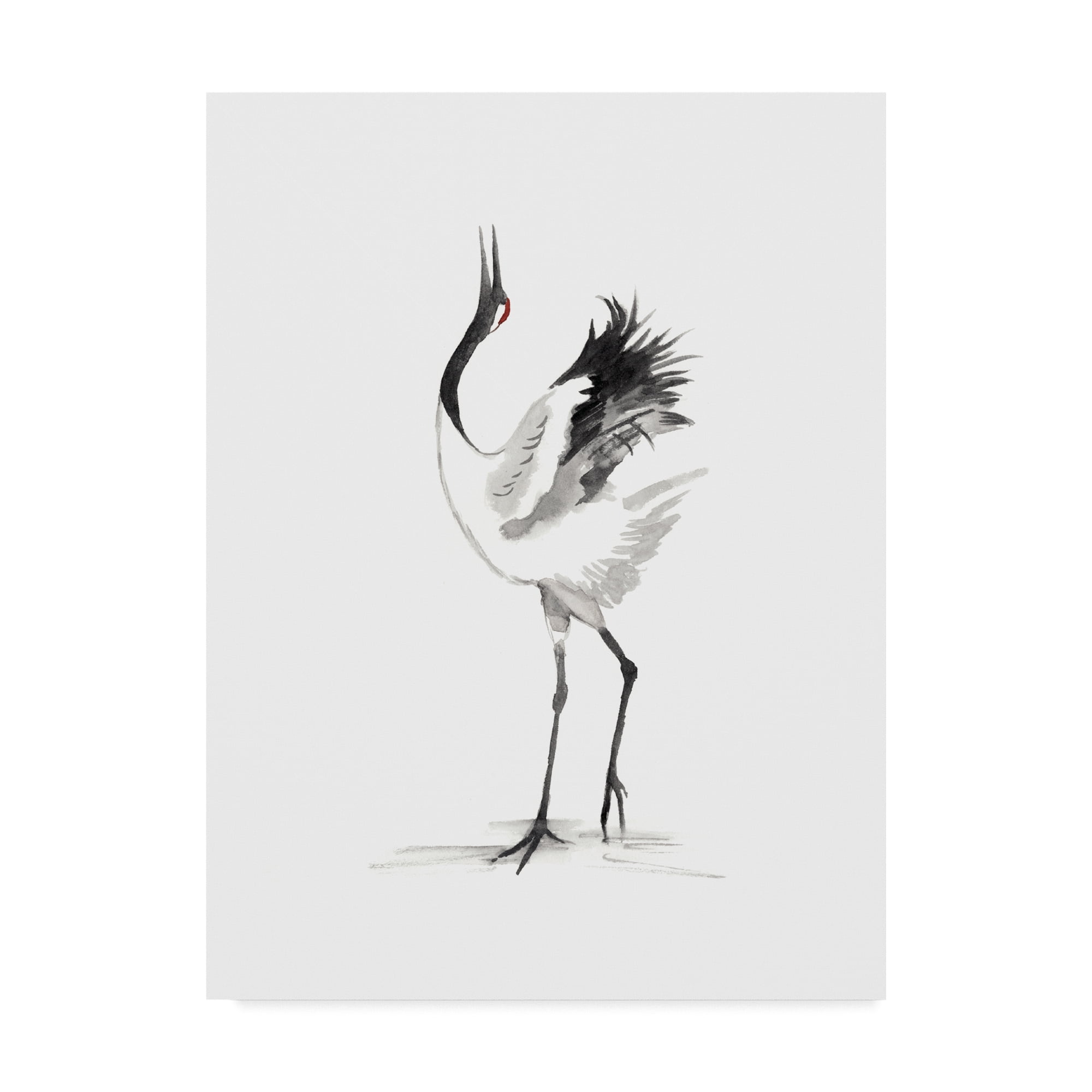 Japanese Cranes IV Black and White Canvas Art 18x24