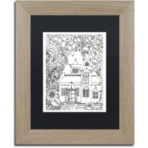 Trademark Fine Art "Japanese Inspired House" Canvas Art by KCDoodleArt Black Matte, Birch Frame