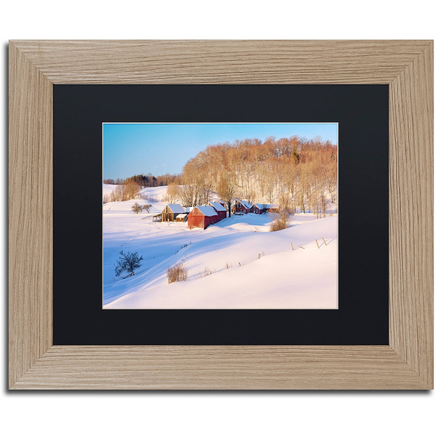 Trademark Fine Art "Jenne Farm Winter" Canvas Art by Michael Blanchette Photography Black Matte, Birch Frame