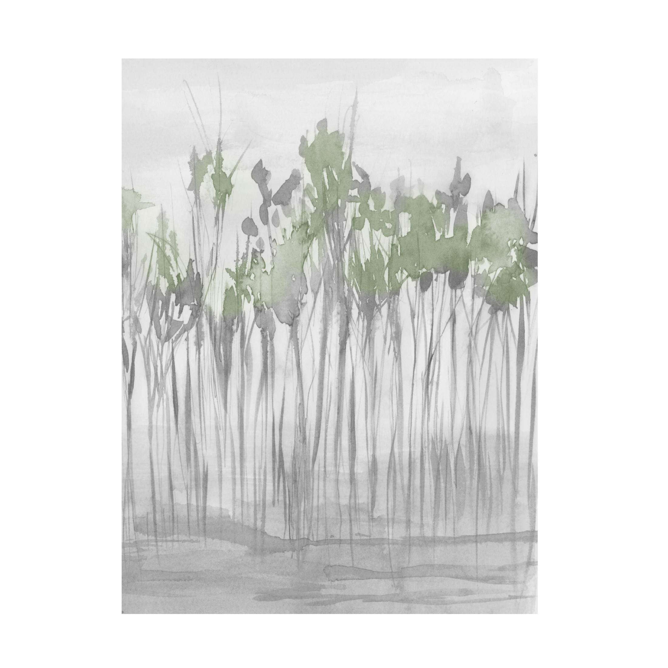 Trademark Fine Art Jennifer Goldberger  Silver Treeline II Canvas Wall Art