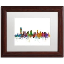 Trademark Fine Art 'Jersey City New Jersey Skyline' Canvas Art by Michael Tompsett, White Matte, Wood Frame