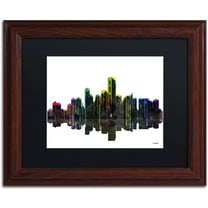 Trademark Fine Art "Jersey City New Jersey Skyline II" Canvas Art by Marlene Watson Black Mat, Wood Frame