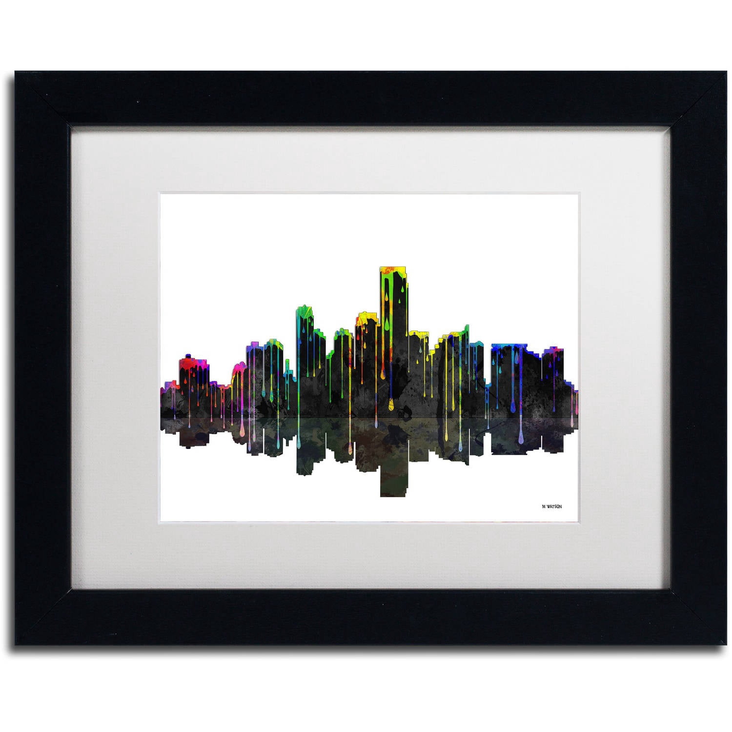 Trademark Fine Art "Jersey City New Jersey Skyline II" Canvas Art by Marlene Watson White Mat, Black Frame