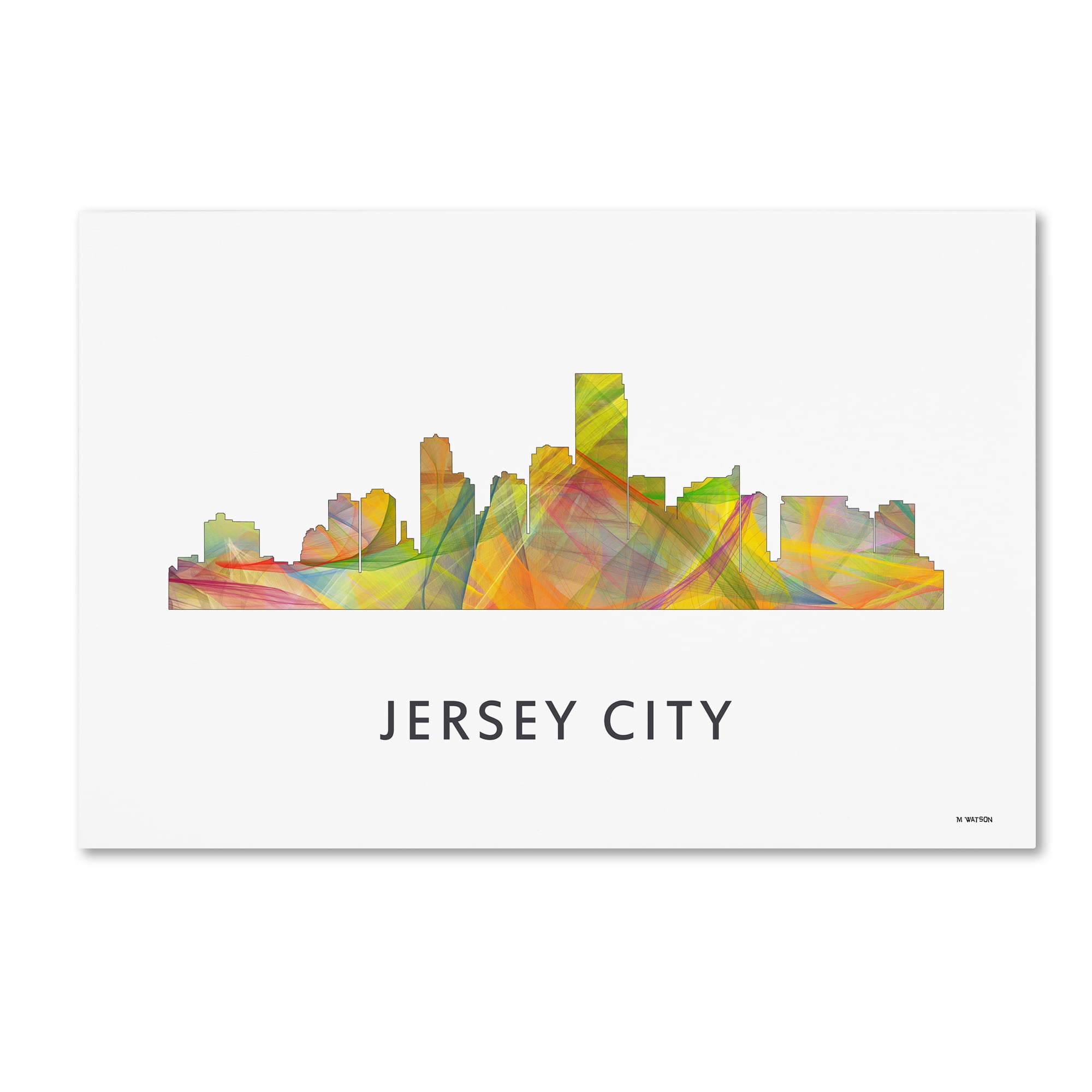 Trademark Fine Art 'Jersey City New Jersey Skyline WB-1' Canvas Art by Marlene Watson