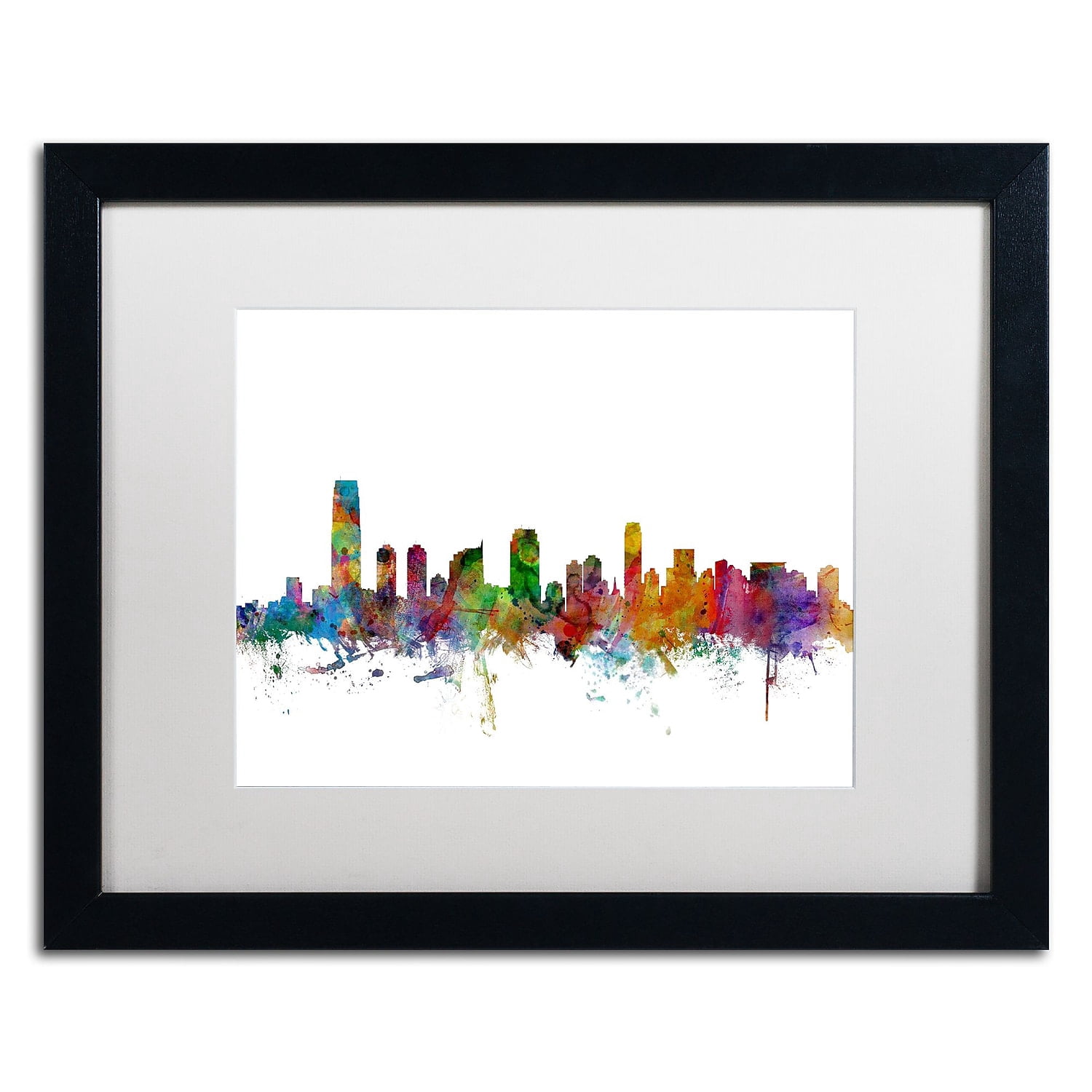 Trademark Fine Art ''Jersey City New Jersey Skyline'' by Michael Tompsett 16" x 20"  Black Frame