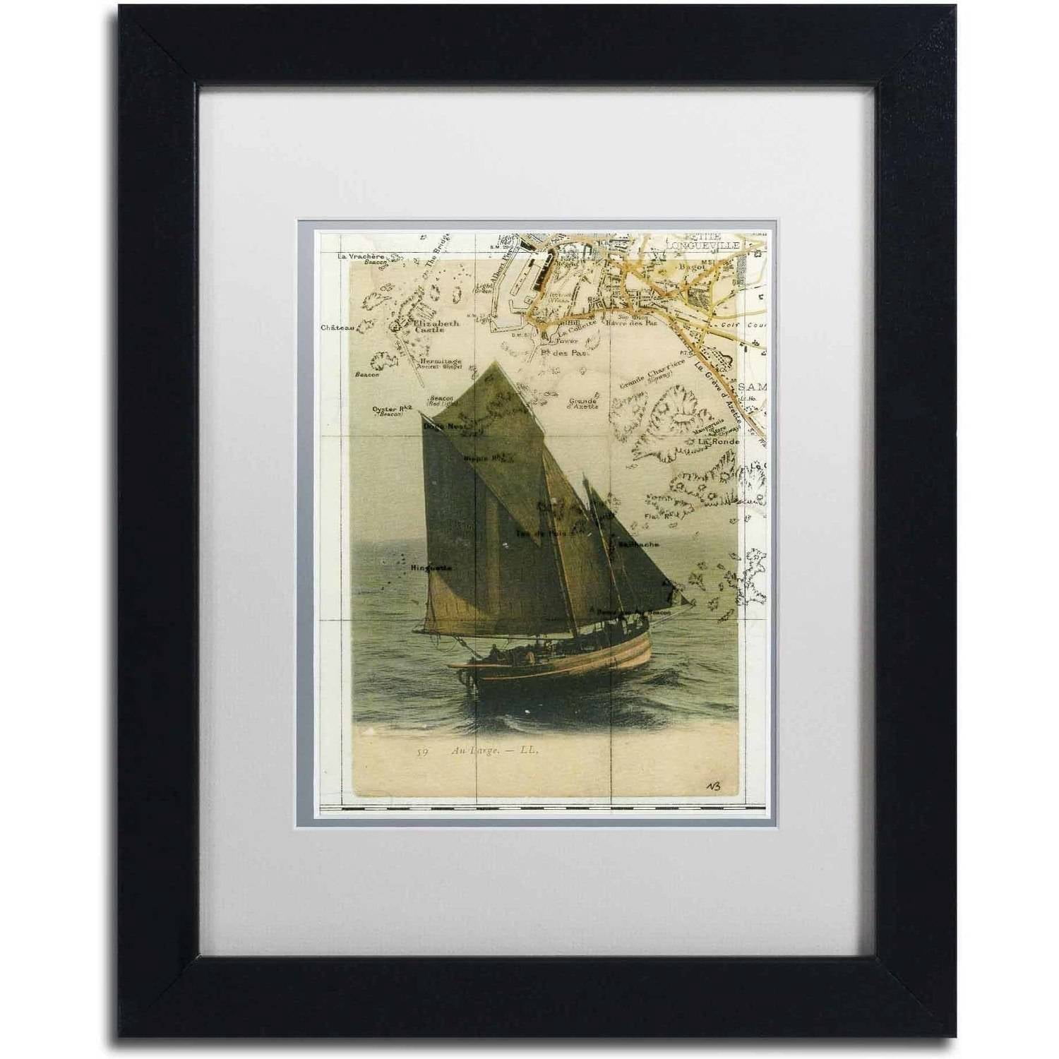Trademark Fine Art 'Jersey Sailboat' Canvas Art by Nick Bantock, White Matte, Black Frame
