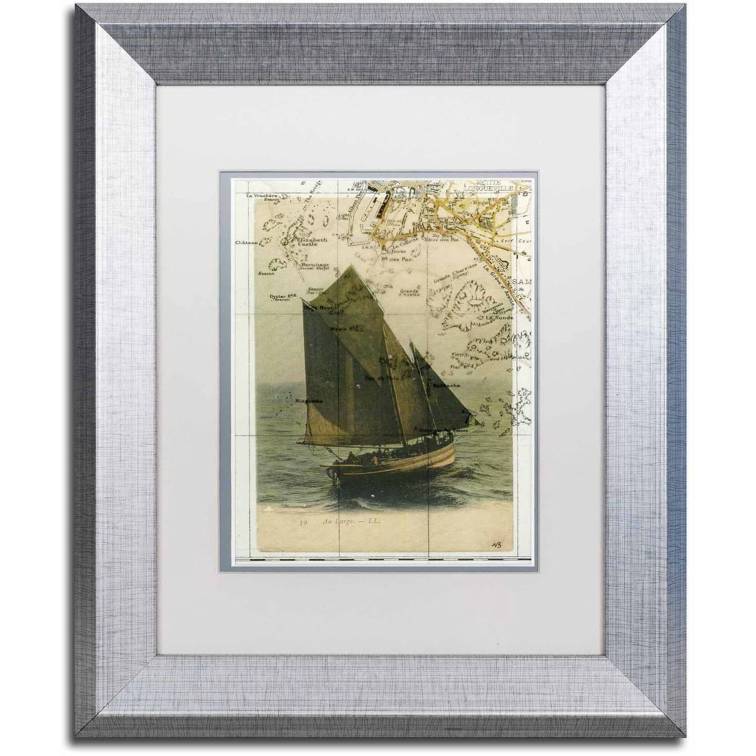 Trademark Fine Art 'Jersey Sailboat' Canvas Art by Nick Bantock, White Matte, Silver Frame