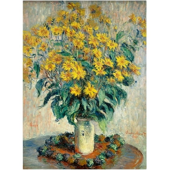 Trademark Fine Art Claude Monet Jerusalem Artichoke Flowers Canvas Wall Art - 14x19