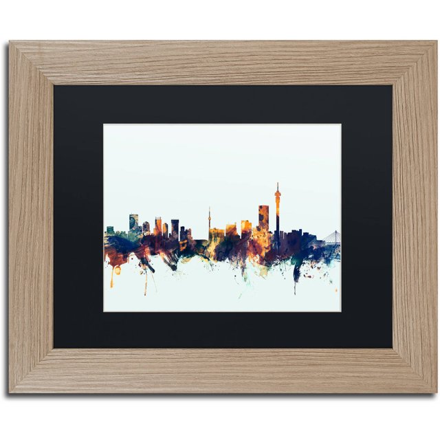 Trademark Fine Art "Johannesburg Skyline Blue" Canvas Art by Michael Tompsett, Black Matte