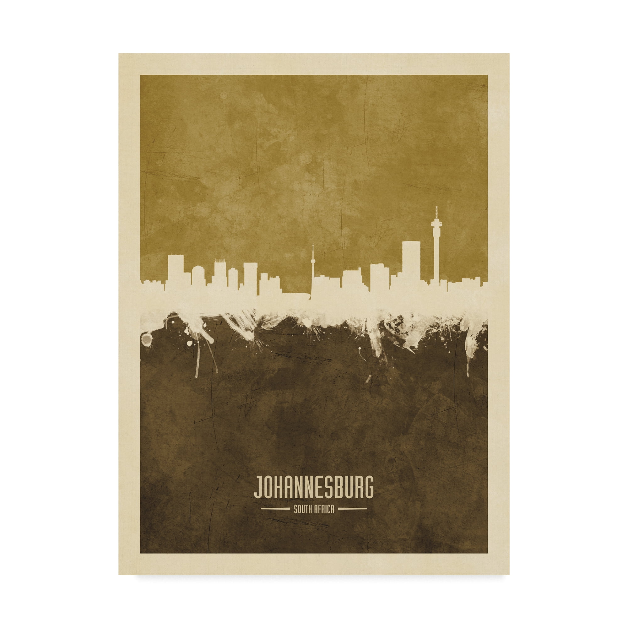 Trademark Fine Art 'Johannesburg South Africa Skyline Brown' Canvas Art by Michael Tompsett
