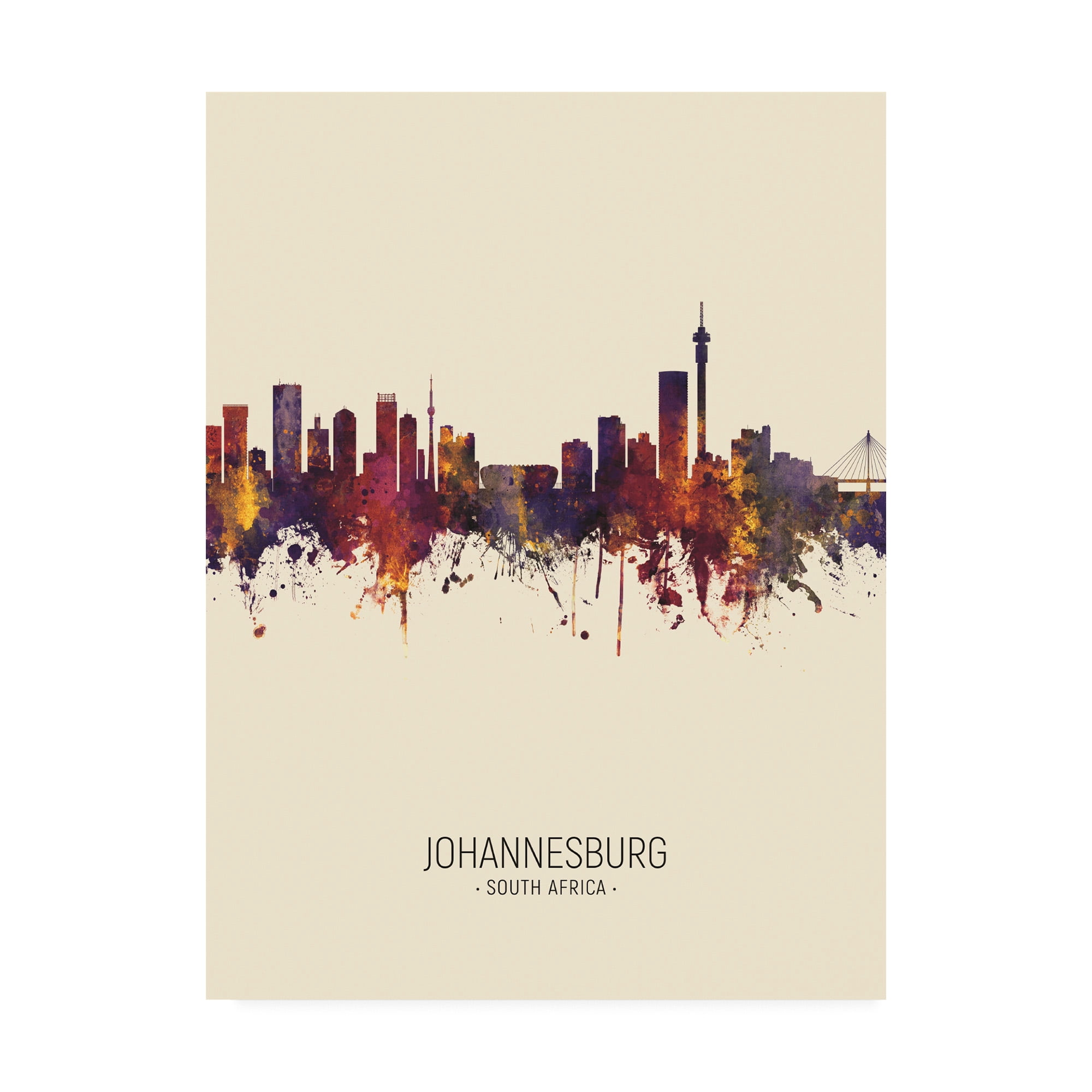 Trademark Fine Art 'Johannesburg South Africa Skyline Portrait III' Canvas Art by Michael Tompsett