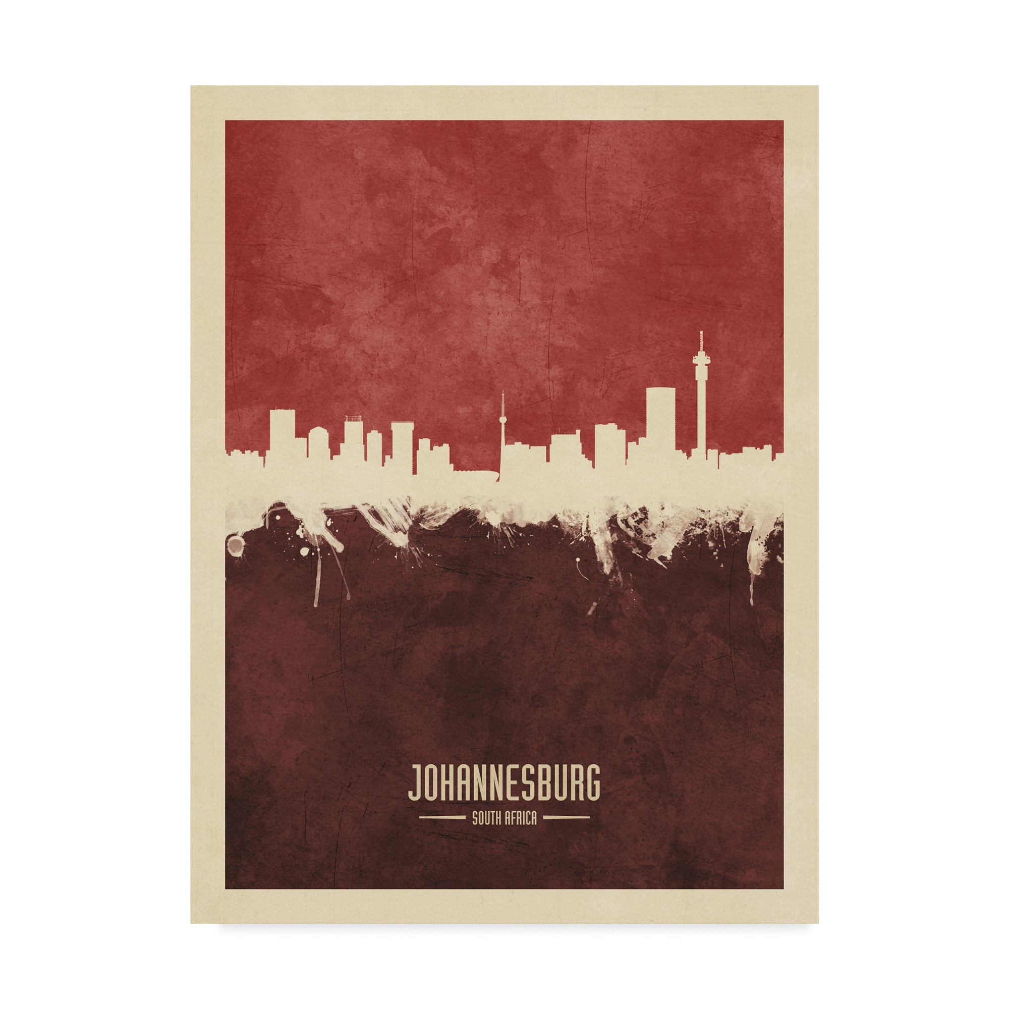 Trademark Fine Art 'Johannesburg South Africa Skyline Red II' Canvas Art by Michael Tompsett
