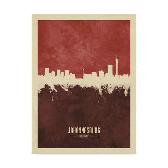 Trademark Fine Art 'Johannesburg South Africa Skyline Red II' Canvas Art by Michael Tompsett