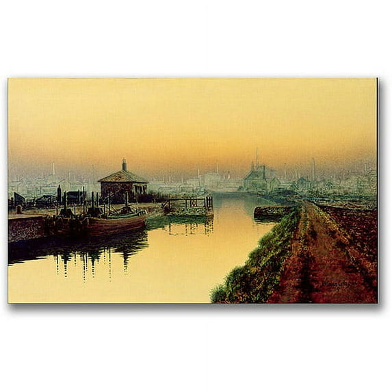 Trademark Fine Art John Grimshaw 'Knostrop Cut Leeds Sunday Night' Canvas Art 20x47 Inches