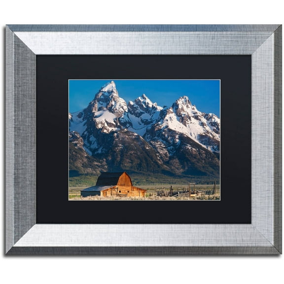 Trademark Fine Art "John Moulton Barn" Canvas Art by Michael Blanchette Photography Black Matte, Silver Frame