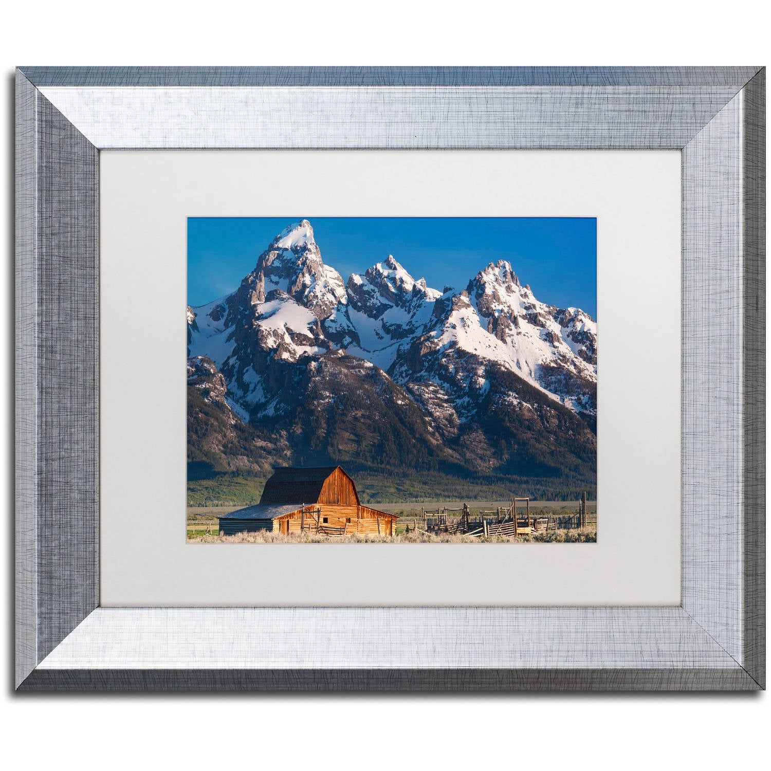 Trademark Fine Art "John Moulton Barn" Canvas Art by Michael Blanchette Photography White Matte, Silver Frame