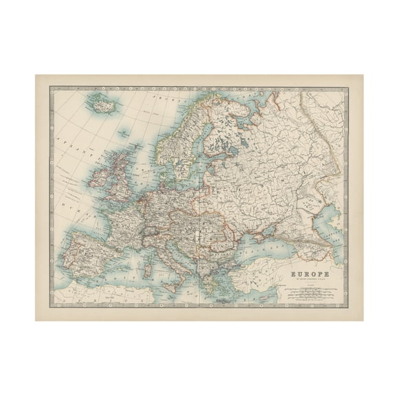Trademark Fine Art Johnston Johnstons Map of Europe Canvas Wall Art - 24x32