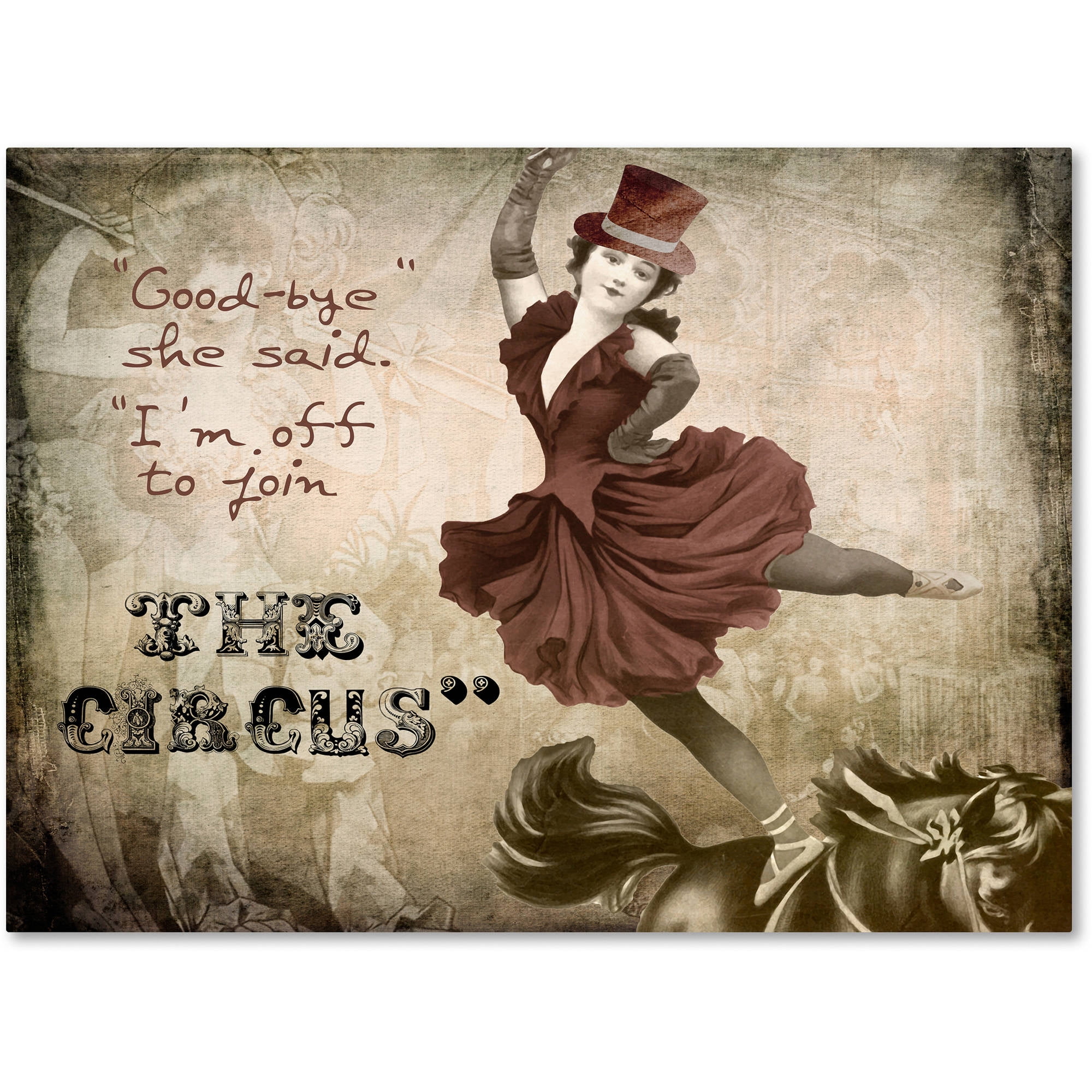 Vintage Circus Theme Framed Canvas Art in Multicolor