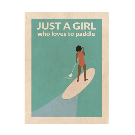 Trademark Fine Art Jon Downer Just a Girl Who Loved To Paddle afro Canvas Wall Art
