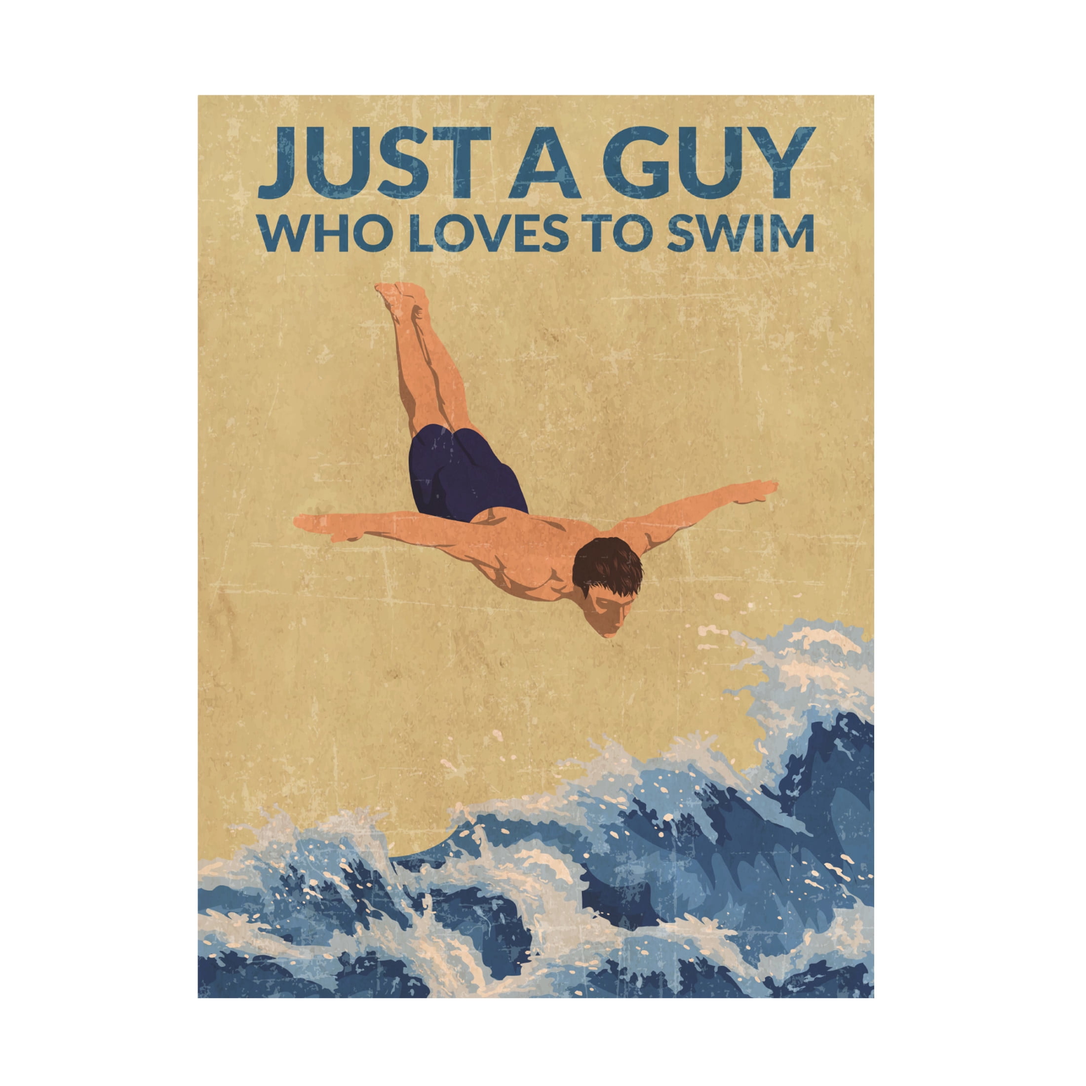 Trademark Fine Art Jon Downer Just a Guy Who Loves To Swim blue Canvas Wall Art