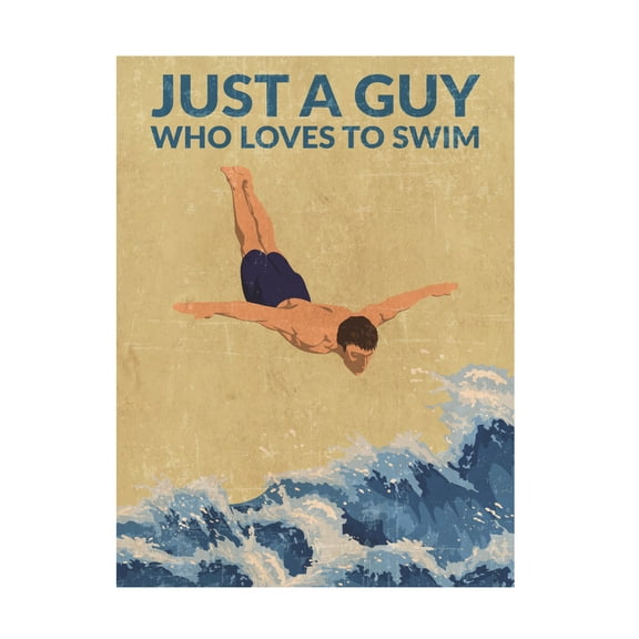 Trademark Fine Art Jon Downer Just a Guy Who Loves To Swim blue Canvas Wall Art