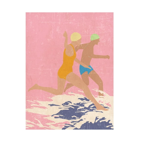 Trademark Fine Art Jon Downer Running Swimmers pink Canvas Wall Art