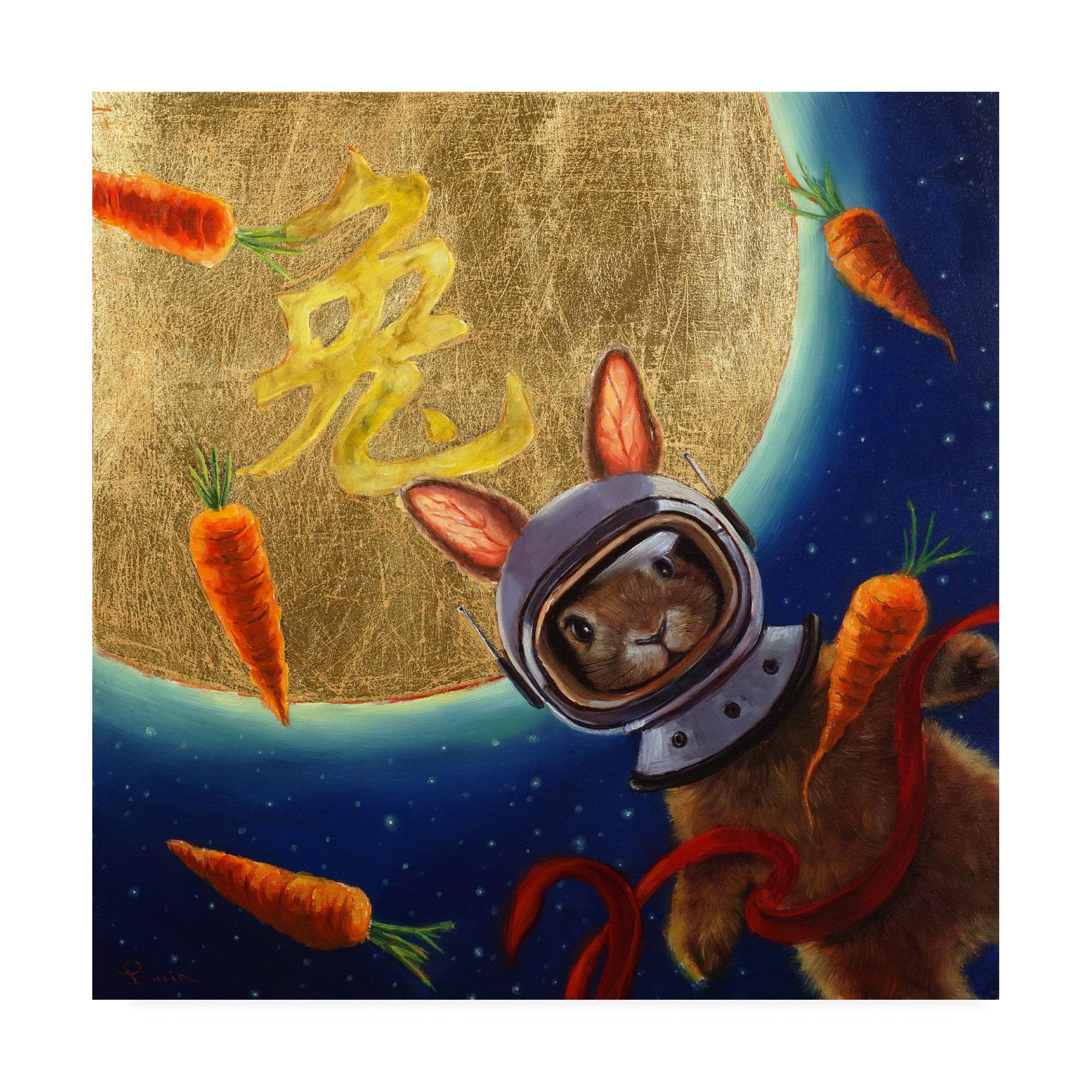 Trademark Fine Art 'Journey to the Moon' Canvas Art by Lucia Hefferna