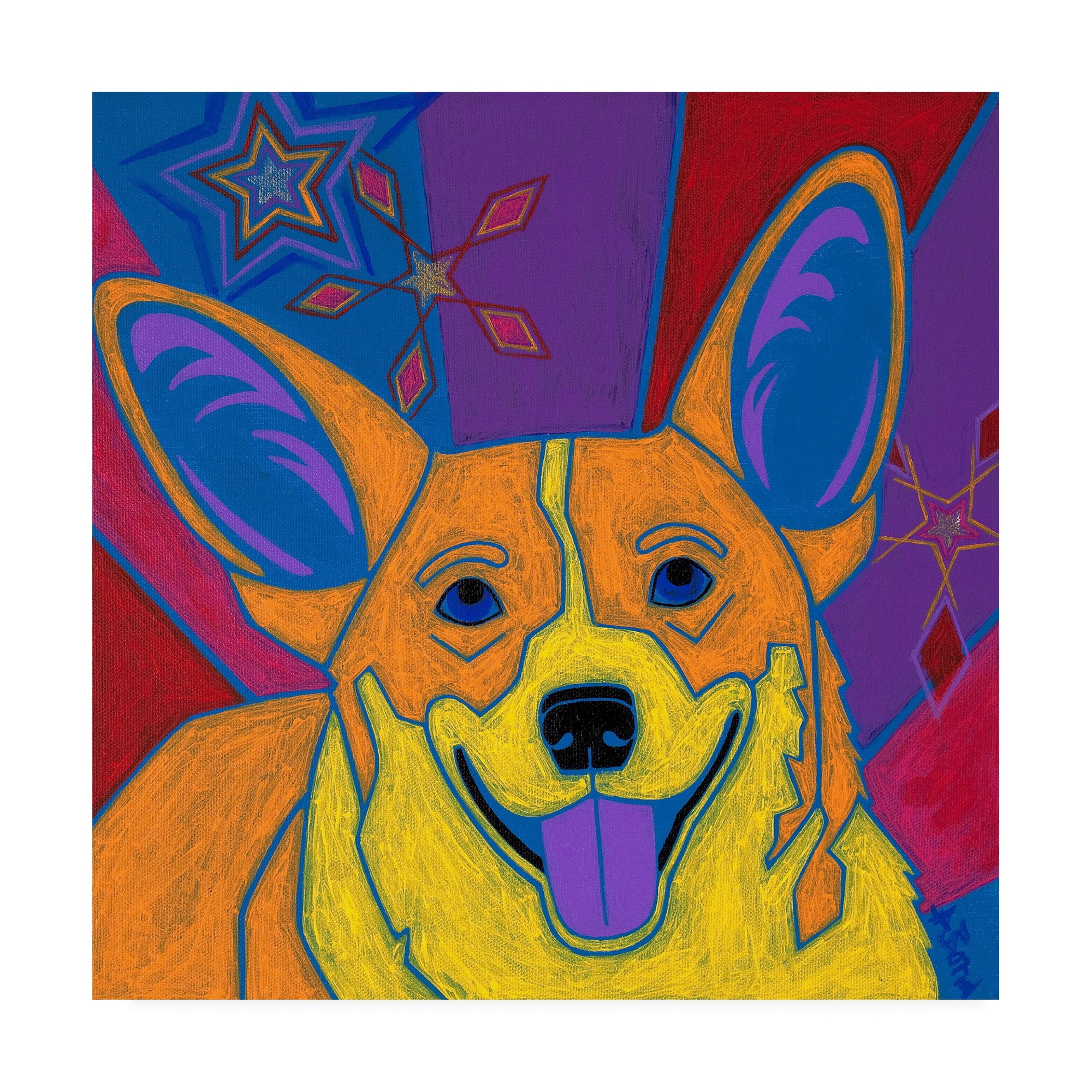 Trademark Fine Art 'Joyful Corgi' Canvas Art by Angela Bon
