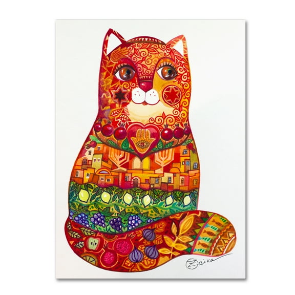 Trademark Fine Art 'Judaica Folk Cat' Canvas Art by Oxana Ziaka
