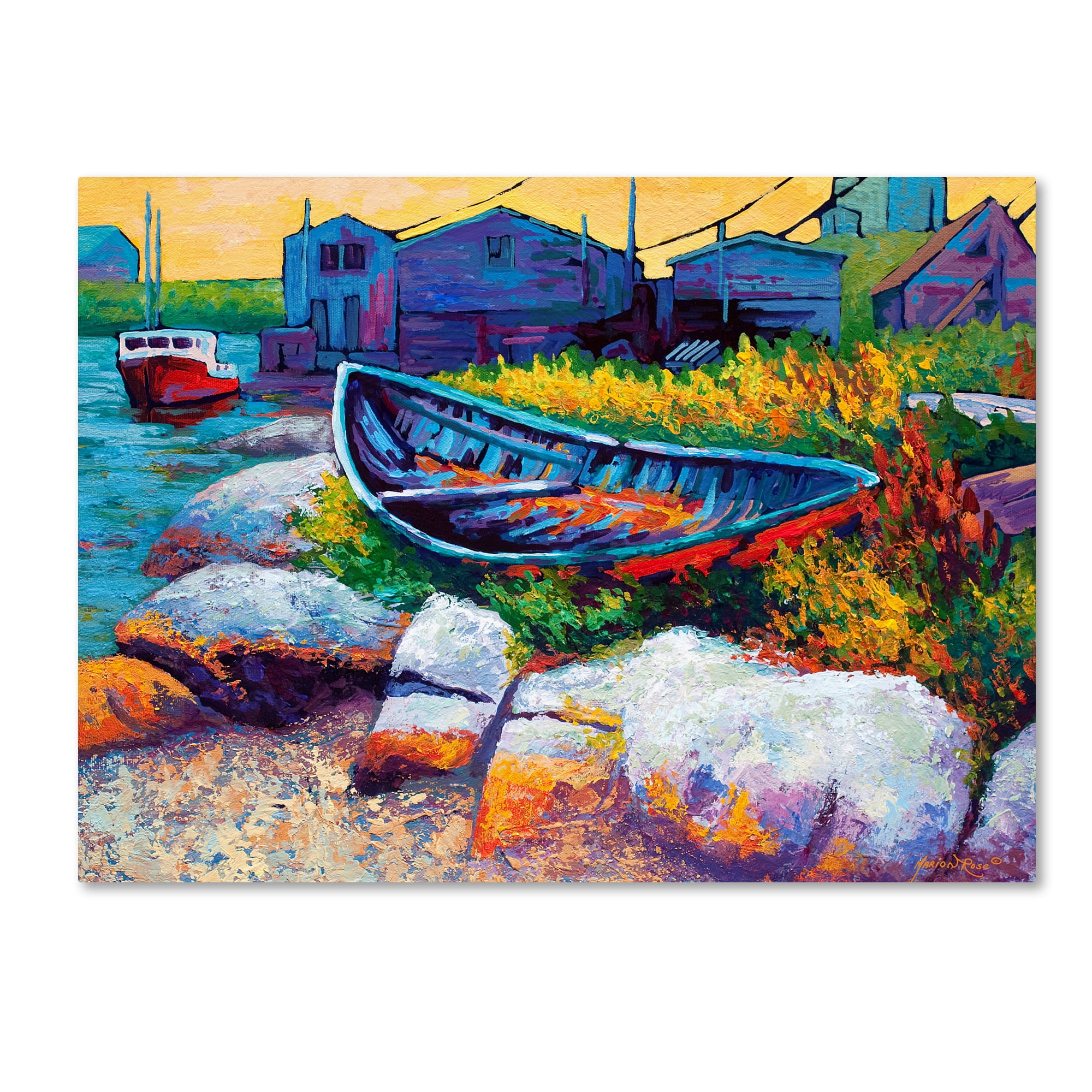 Vibrant Coastal Landscape Abstract Canvas Art, 15" x 20"