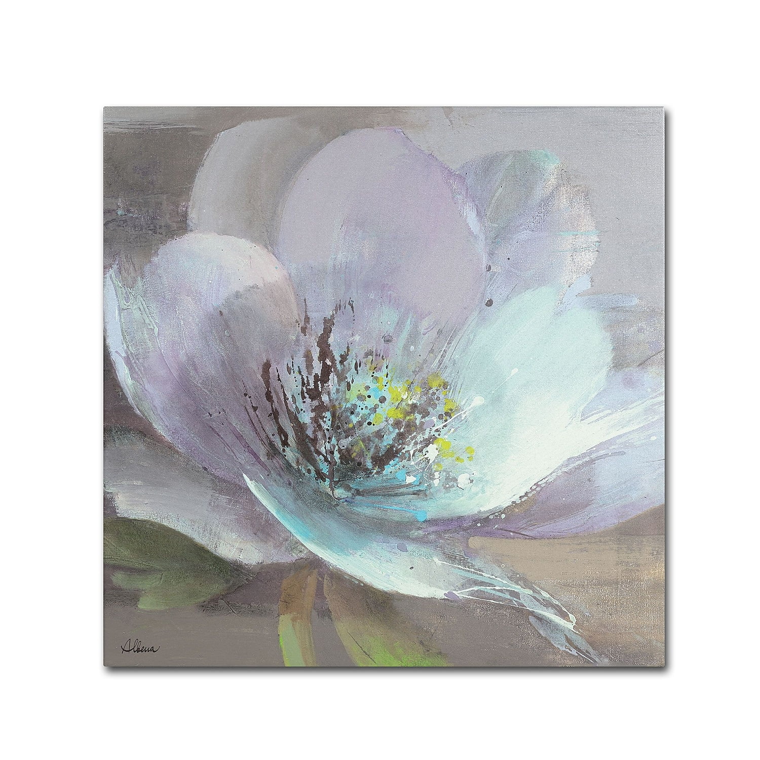 Albena Hristova Light Blue and Purple Floral Canvas Art