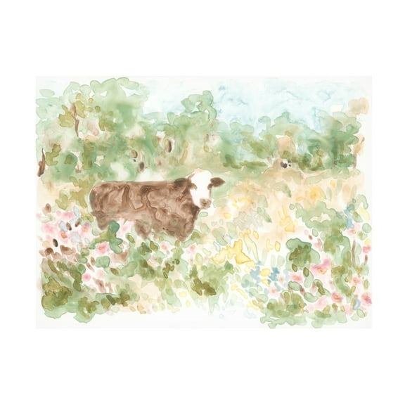 Trademark Fine Art June Erica Vess  Cow Meadow I Canvas Wall Art