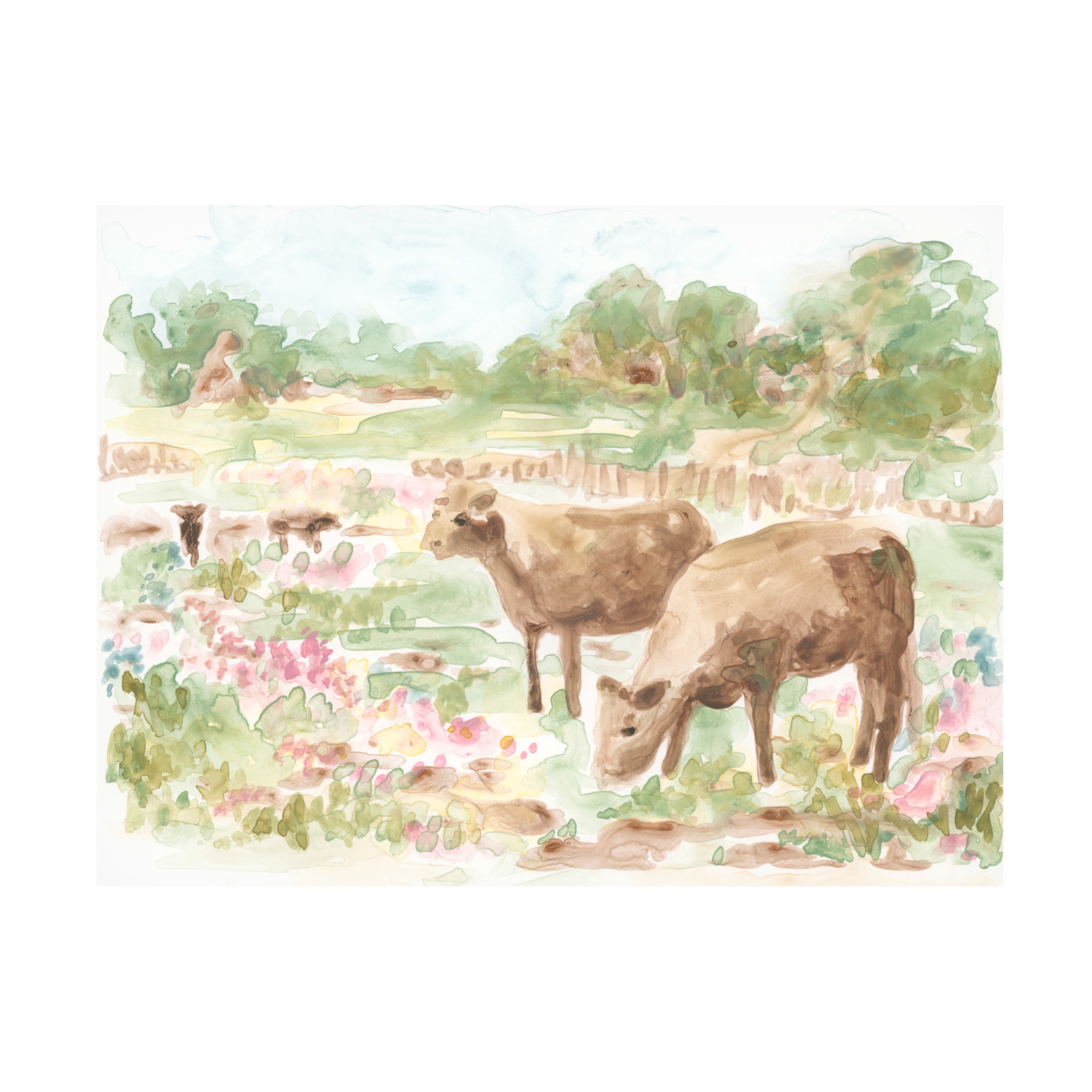 Trademark Fine Art June Erica Vess Cow Meadow II Canvas Wall Art