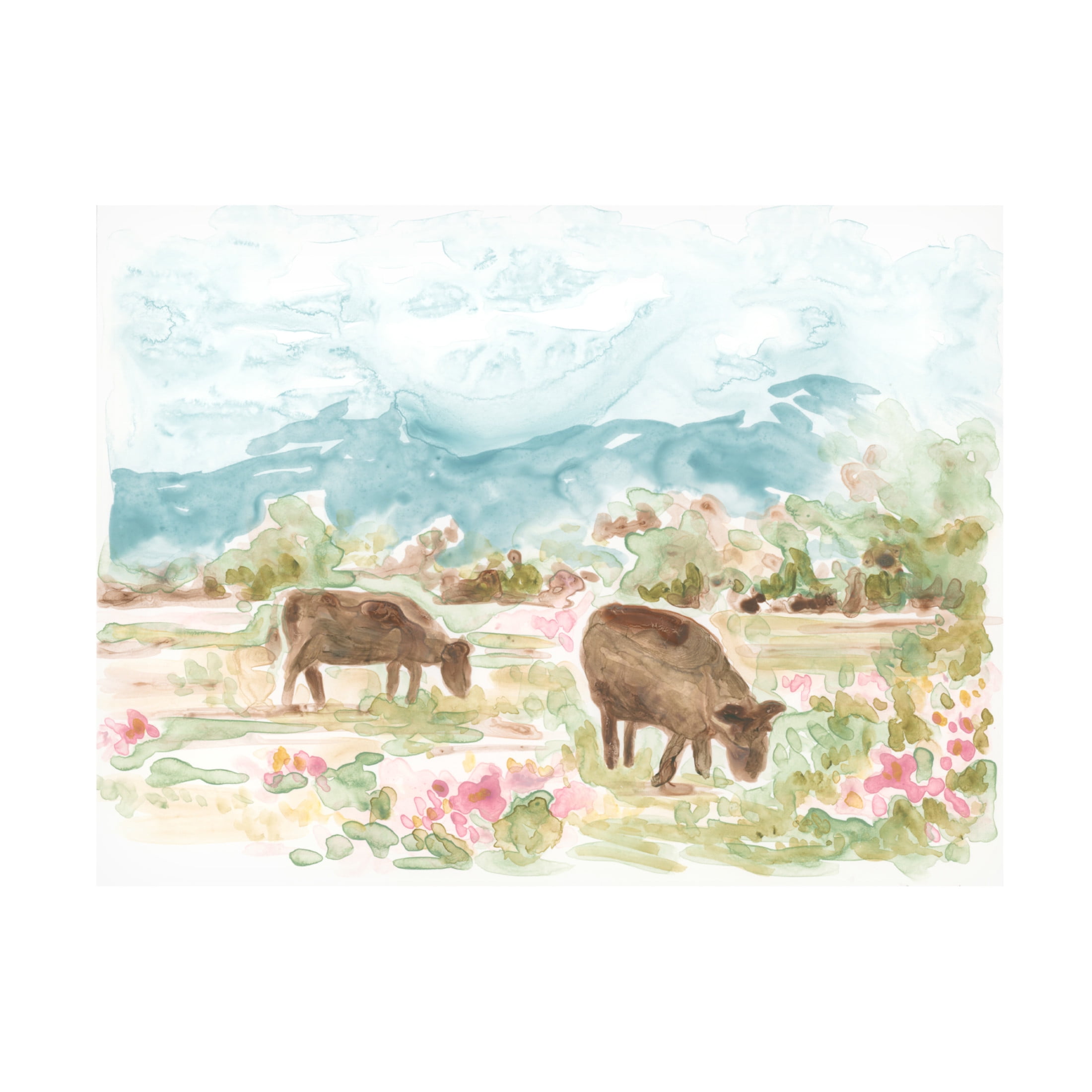 Trademark Fine Art June Erica Vess  Cow Meadow III Canvas Wall Art