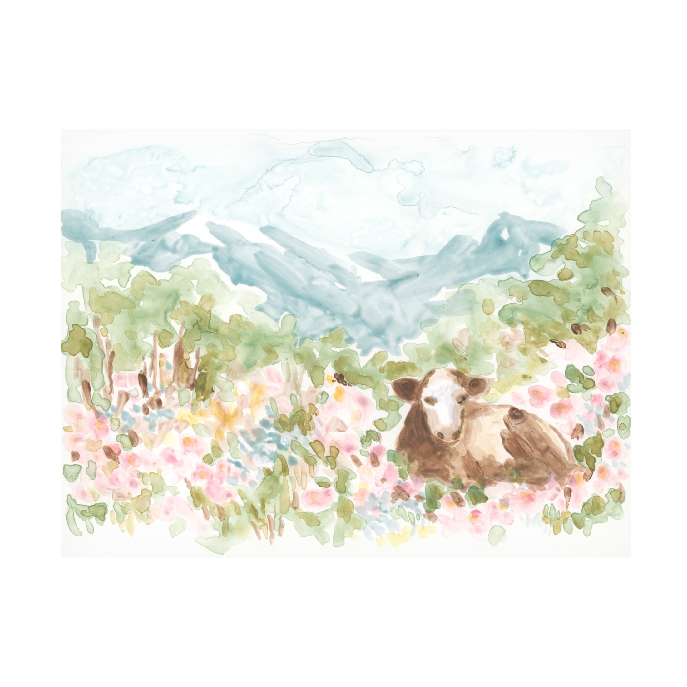 Trademark Fine Art June Erica Vess  Cow Meadow V Canvas Wall Art