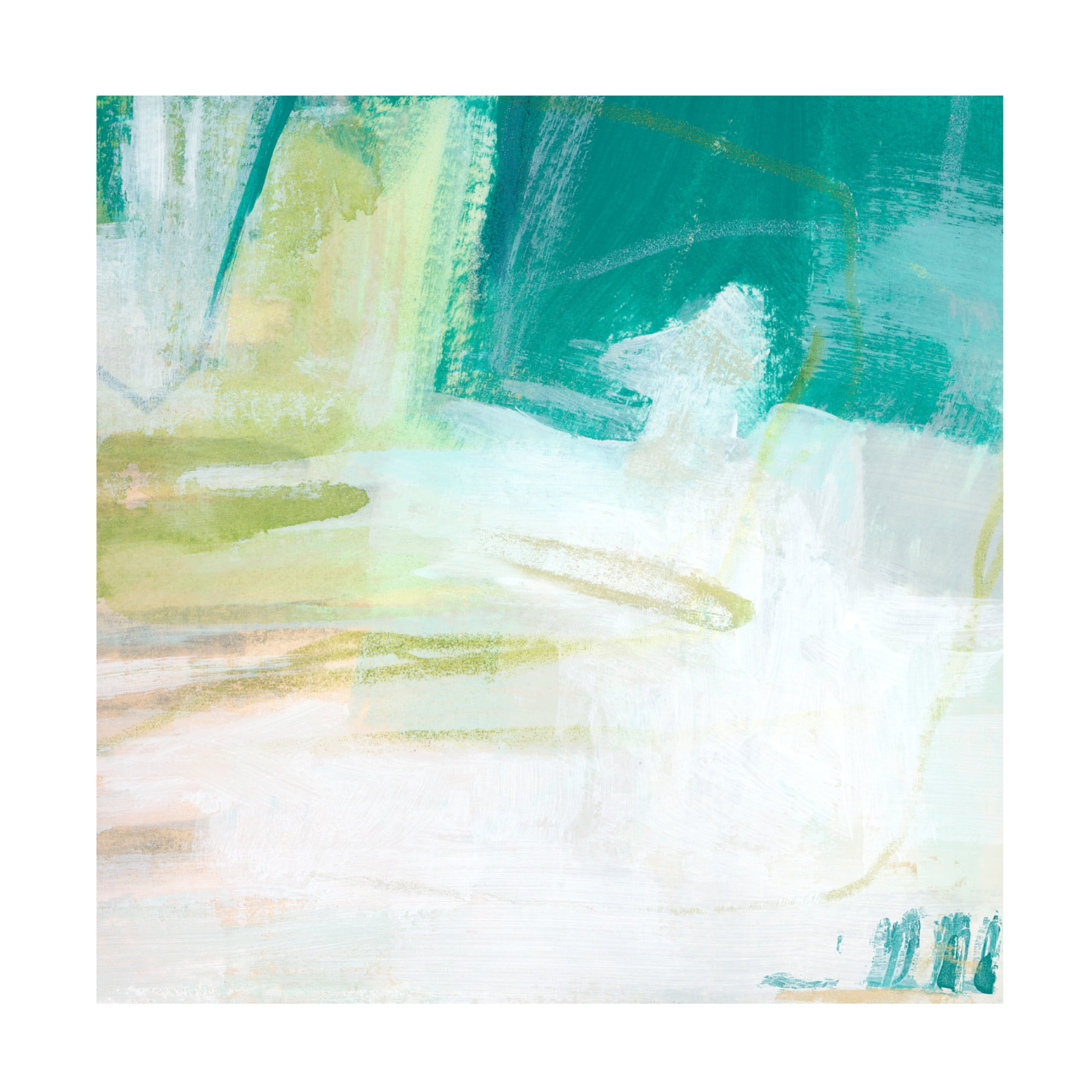Large Green and White Abstract Canvas Art with Wood Frame