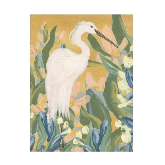 Trademark Fine Art June Erica Vess Floral Egret II Canvas Wall Art - 14x19
