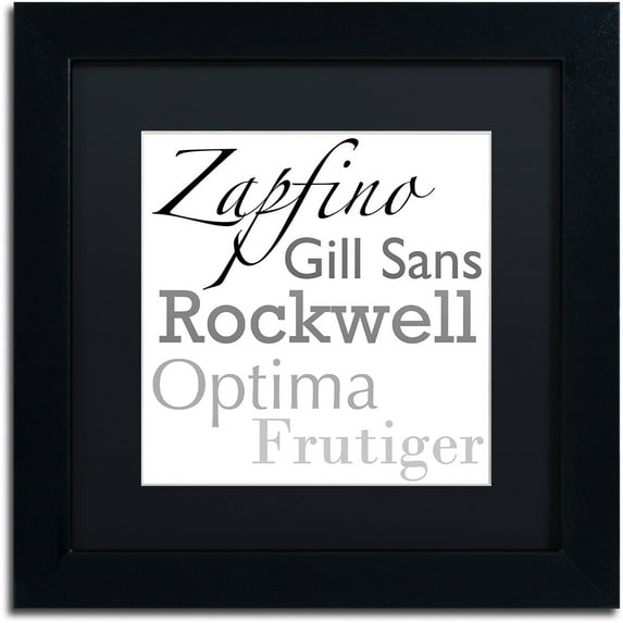 Trademark Fine Art "Just My Type I" Canvas Art by Color Bakery Black Matte, Black Frame