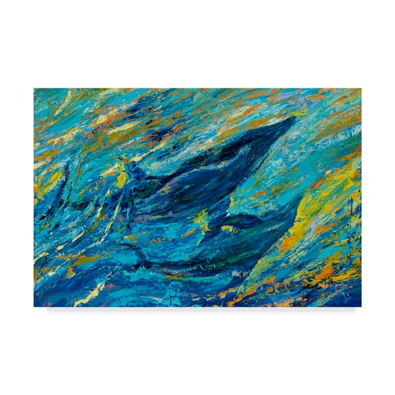 Trademark Fine Art 'Just Off The Reef Spinner Dolphins Mother And Calf' Canvas Art by Lucy P. Mctier