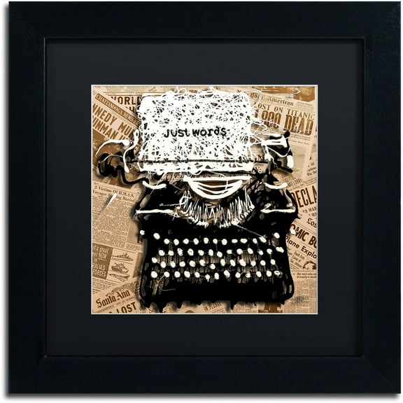 Trademark Fine Art "Just Words 1" Canvas Art by Roderick Stevens, Black Matte, Black Frame