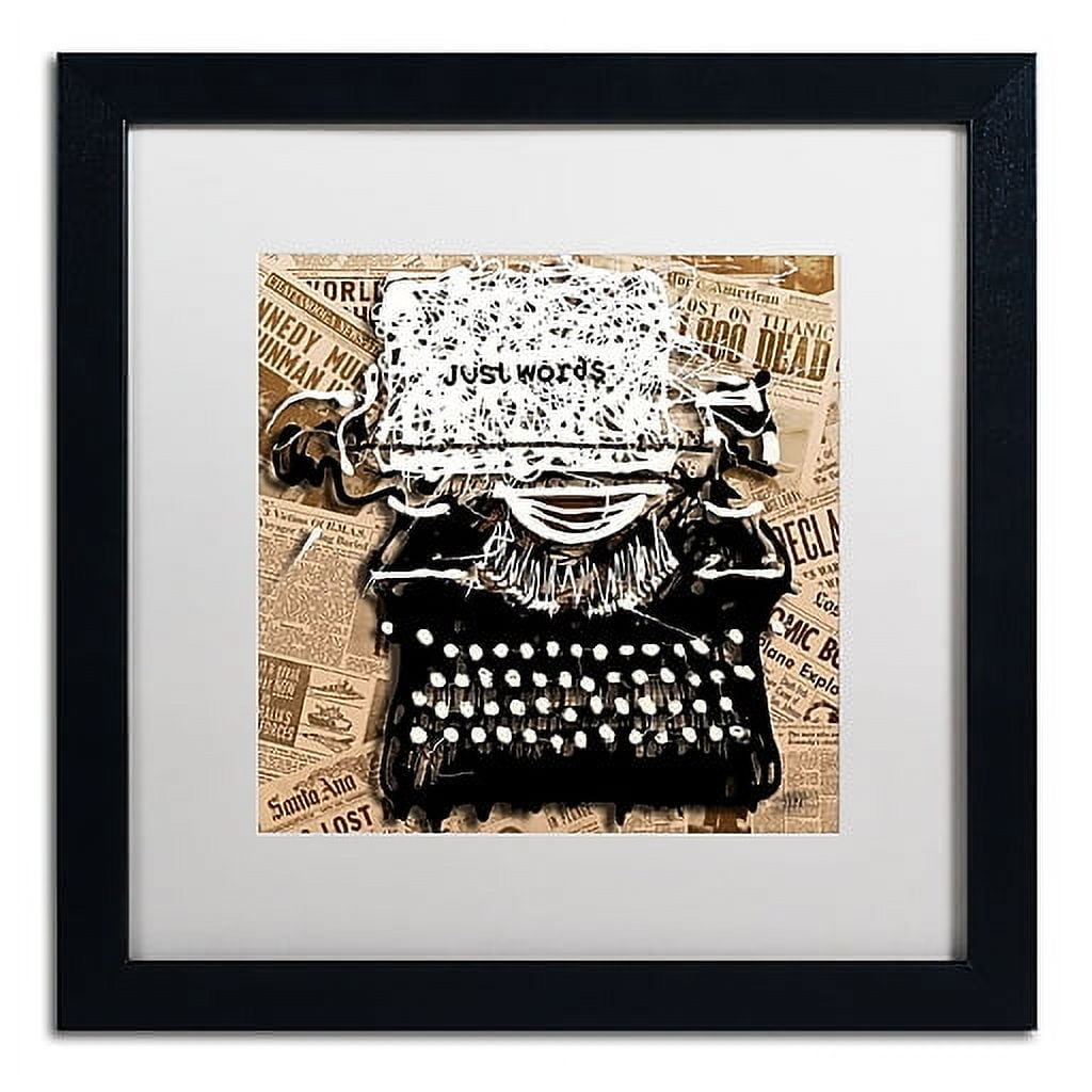 Trademark Fine Art "Just Words 1" Canvas Art by Roderick Stevens, White Matte, Black Frame