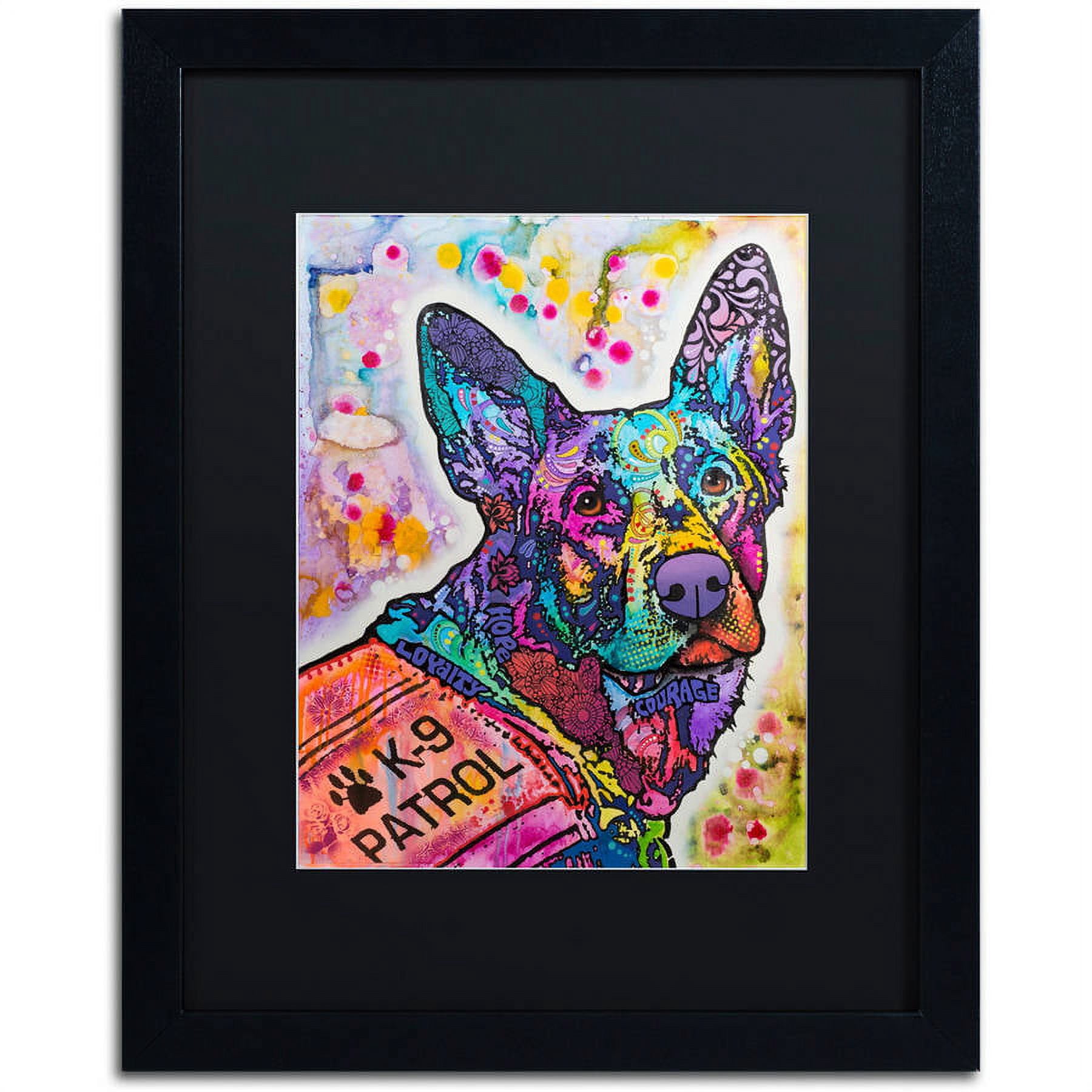 Trademark Fine Art "K-9 Patrol Large-003" Canvas Art by Dean Russo, Black Matte, Black Frame