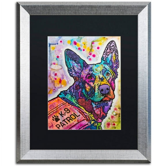 Trademark Fine Art "K-9 Patrol Large-003" Canvas Art by Dean Russo, Black Matte, Silver Frame
