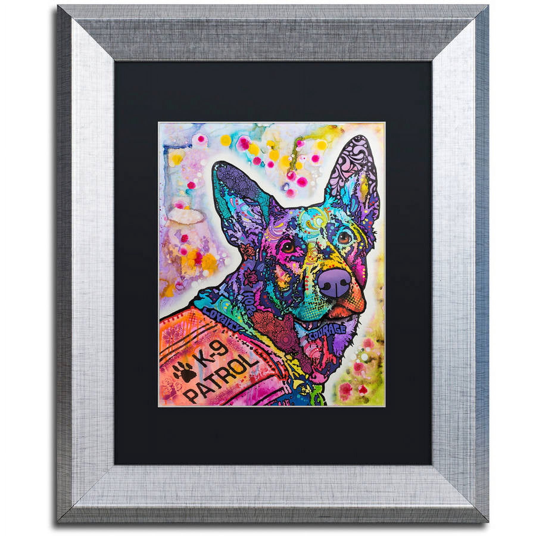 Trademark Fine Art "K-9 Patrol Large-003" Canvas Art by Dean Russo, Black Matte, Silver Frame