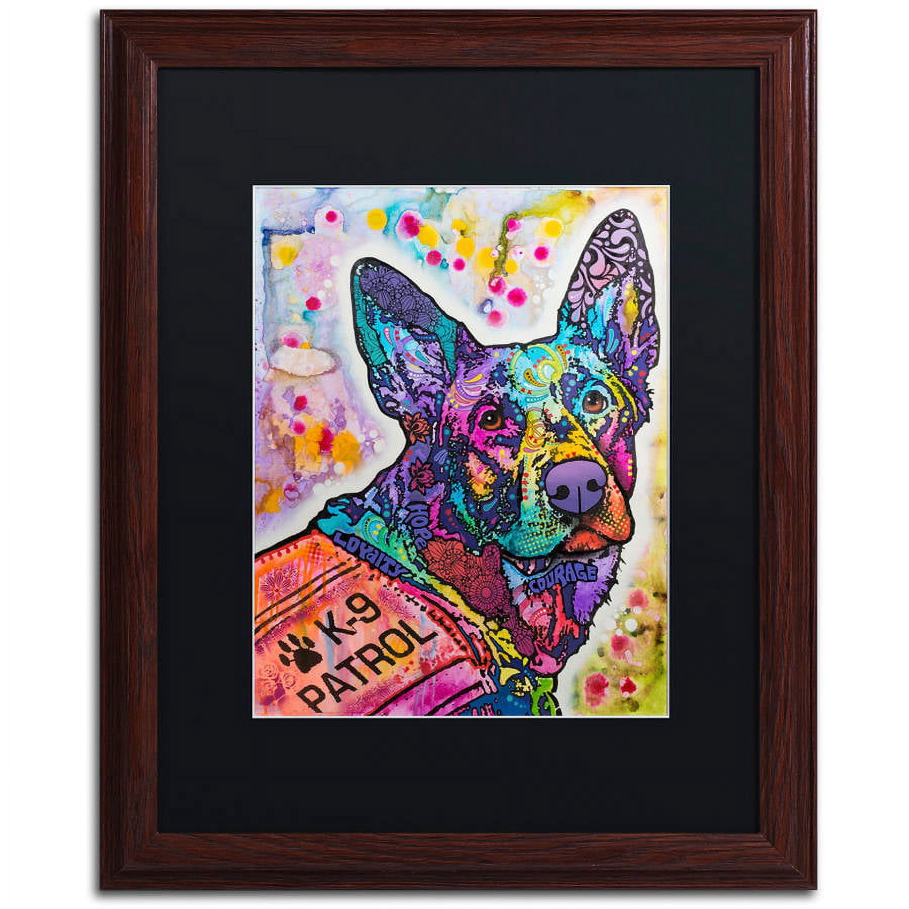 Trademark Fine Art "K-9 Patrol Large-003" Canvas Art by Dean Russo, Black Matte, Wood Frame