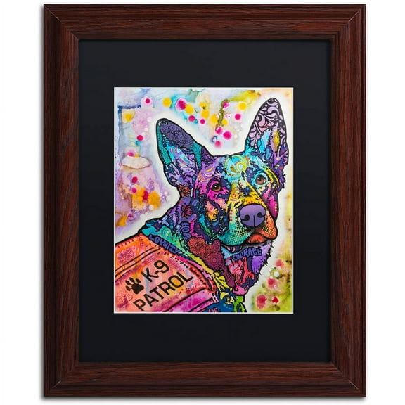 Trademark Fine Art "K-9 Patrol Large-003" Canvas Art by Dean Russo, Black Matte, Wood Frame