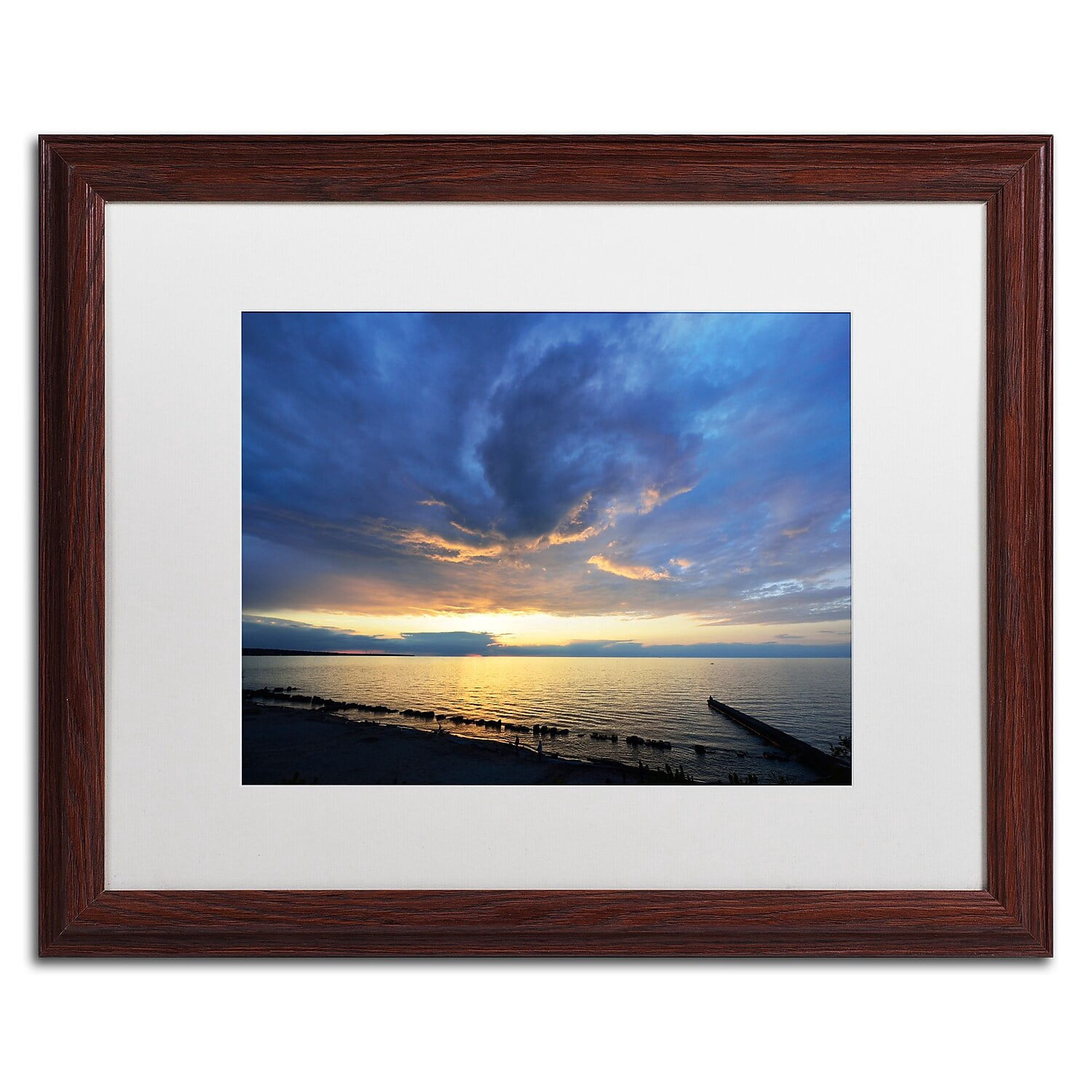Trademark Fine Art KS0149-W1620MF Sweeping North Coast Sunset by Kurt Shaffer 16x20 FRM Art WHT MTD