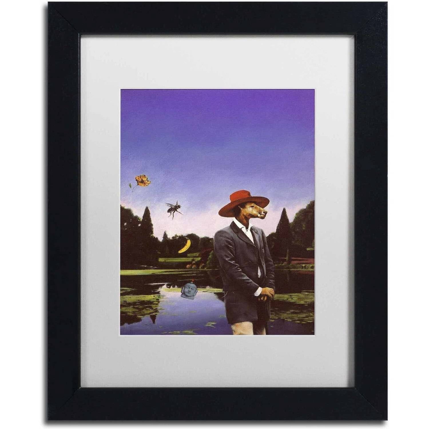 Trademark Fine Art 'Kangaroo Hat' Canvas Art by Nick Bantock, White Matte, Black Frame