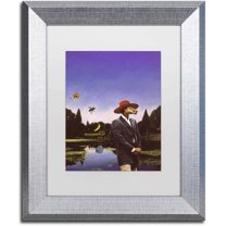 Trademark Fine Art 'Kangaroo Hat' Canvas Art by Nick Bantock, White Matte, Silver Frame