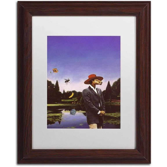Trademark Fine Art 'Kangaroo Hat' Canvas Art by Nick Bantock, White Matte, Wood Frame